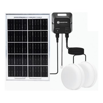 Aigostar - Luminaria solar LED 2x LED/35W/12V 6000 mAh 6500K IP65 Ø 16,8 cm + control remoto
