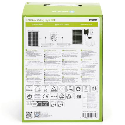 Aigostar - Luminaria solar LED 2x LED/35W/12V 6000 mAh 6500K IP65 Ø 16,8 cm + control remoto
