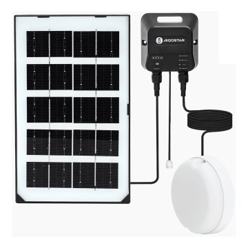 Aigostar - Luminaria solar LED/35W/12V 3000 mAh 6500K IP65 diámetro 16,8 cm + mando a distancia