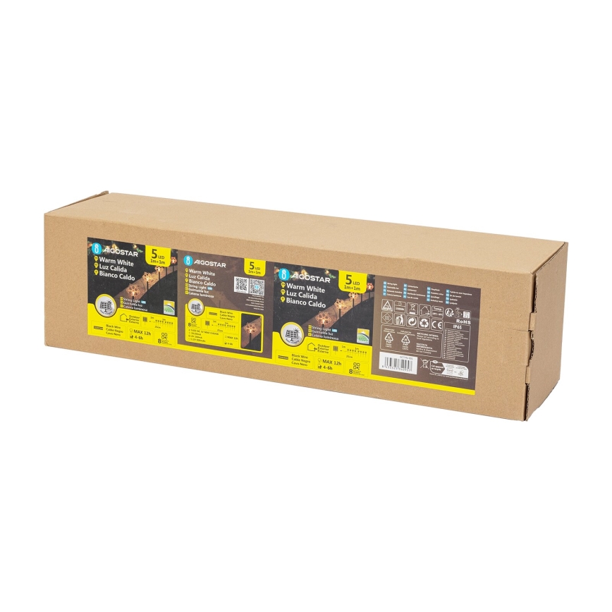 Aigostar - Luz de Navidad LED solar LED/0,054W/1,2V 1m IP65 blanco cálido
