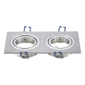 Aigostar - Marco doble para luminaria empotrada GU10 17,3x9,1 cm cromo mate