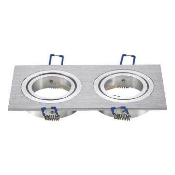 Aigostar - Marco doble para luminaria empotrada GU10 17,3x9,1 cm cromo mate