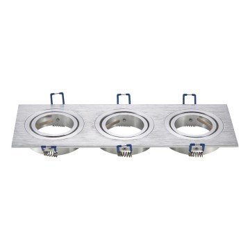 Aigostar - Marco triple para empotrable GU10 25,5x9,1 cm cromo mate