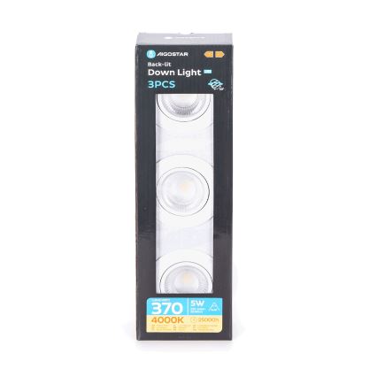 Aigostar - Pack de 3 focos empotrables LED/5W/230V 4000K, diámetro 8,5 cm, blanco