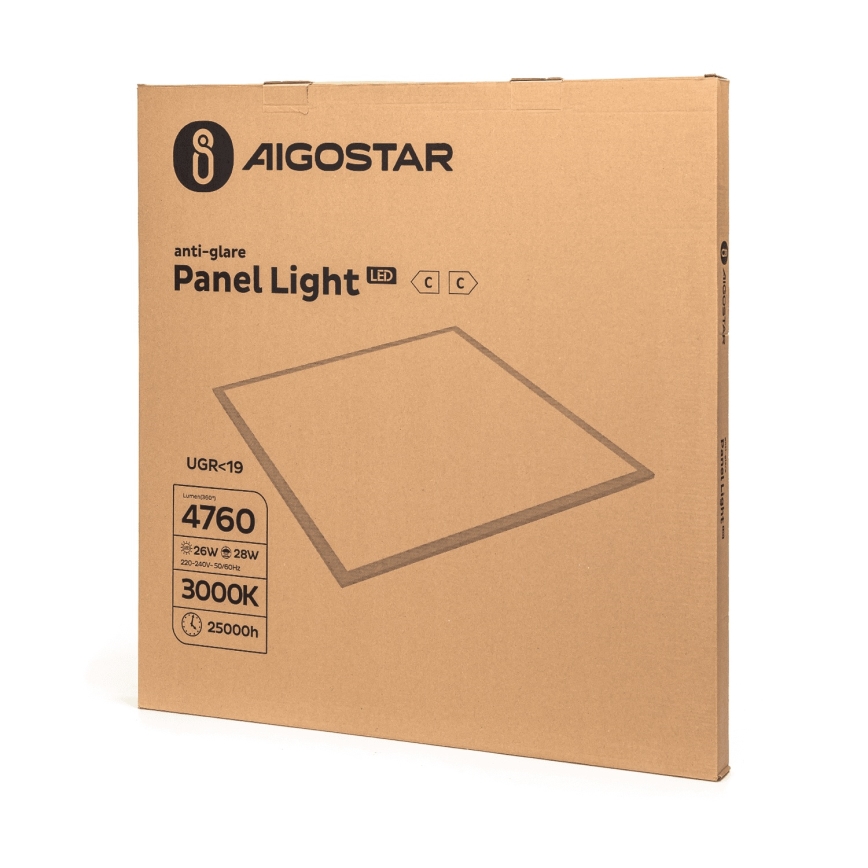 Aigostar - Panel LED para falso techo LED/28W/230V Alta eficiencia UGR19 3000K 59,5x59,5 cm