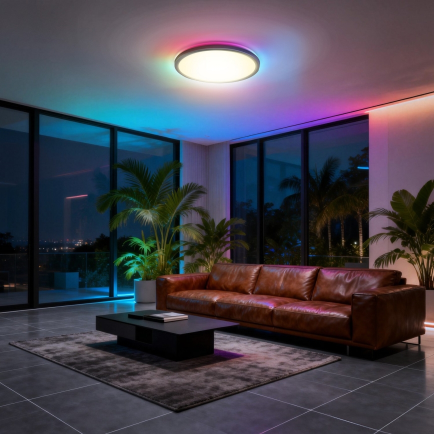 Aigostar - Luminaria de techo LED RGBW regulable MESH LED/24W/230V 3000-6500K negra + mando a distancia