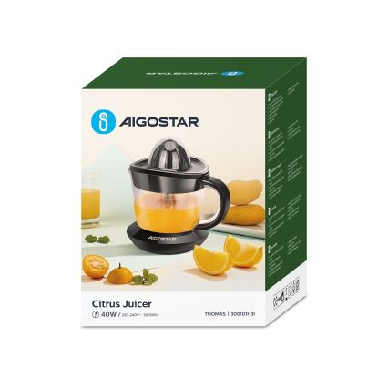 Aigostar - Prensa eléctrica para cítricos 1l 40W/230V negro