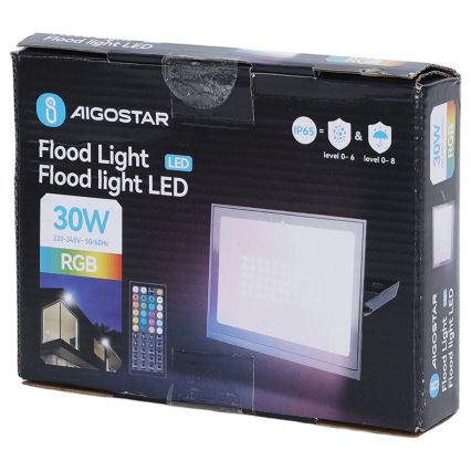 Aigostar - Proyector LED RGB regulable LED/30W/230V IP65 + control remoto