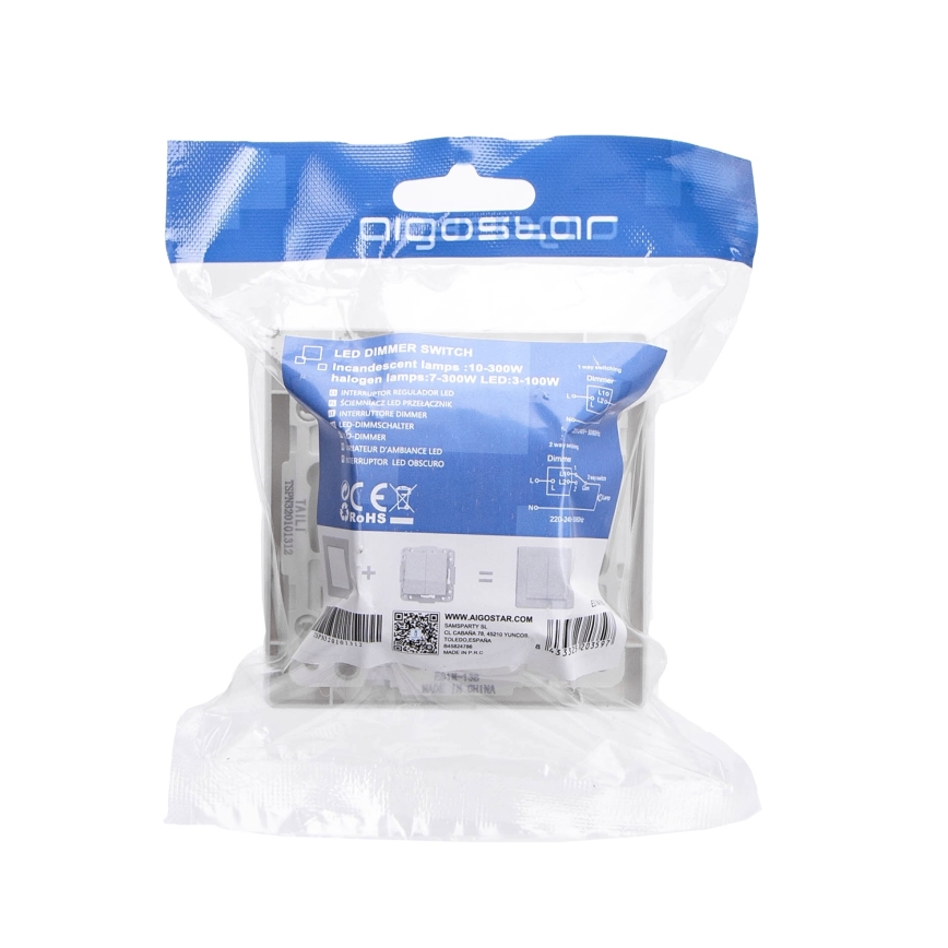 Aigostar - Regulador de intensidad con marco 250V/10A blanco
