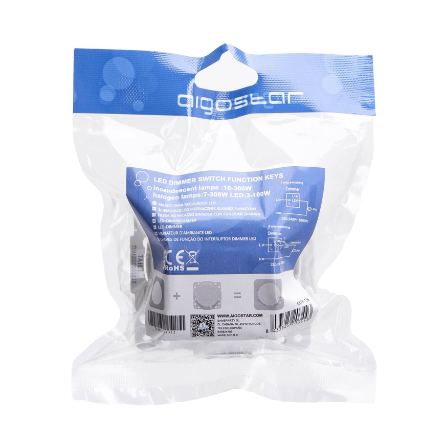 Aigostar - Regulador giratorio 300W/230V blanco