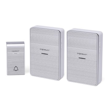 Aigostar - SET 2x Campana inalámbrica 3xAA/12V IP44 plata