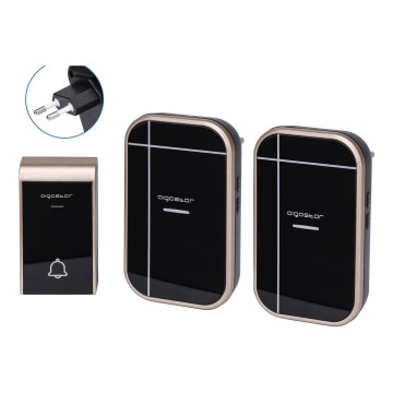 Aigostar - SET 2x Timbre inalámbrico con enchufe integrado 230V/12V IP44 negro/cobre