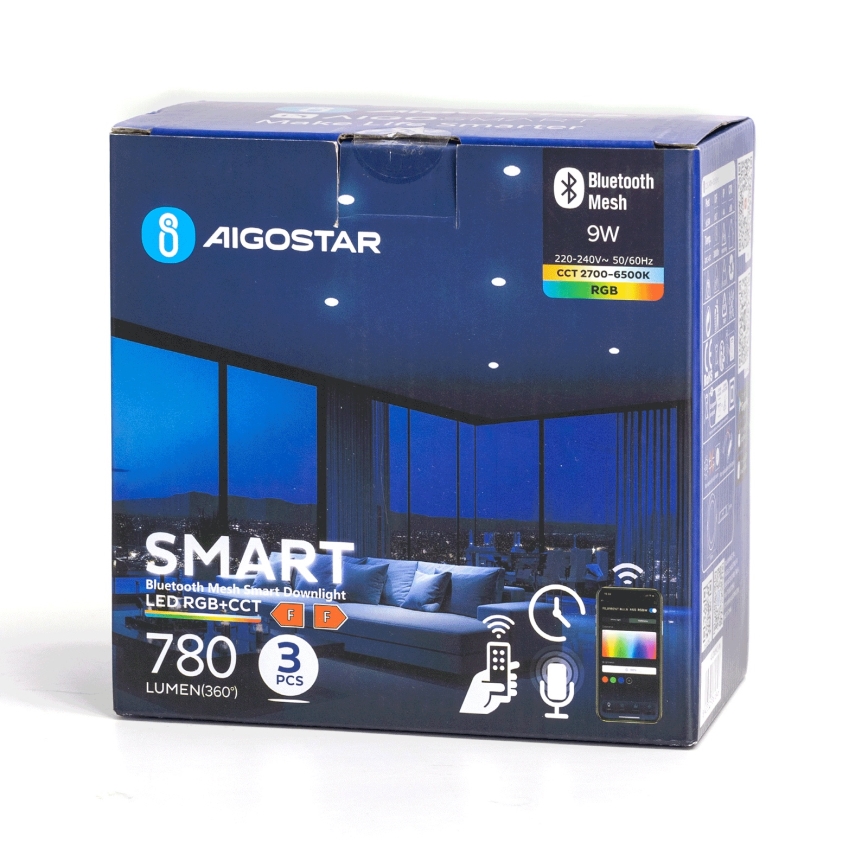Aigostar - SET 3x LED RGBW Lámpara empotrable regulable MESH LED/9W/230V 2700K-6500K diá. 14,5cm