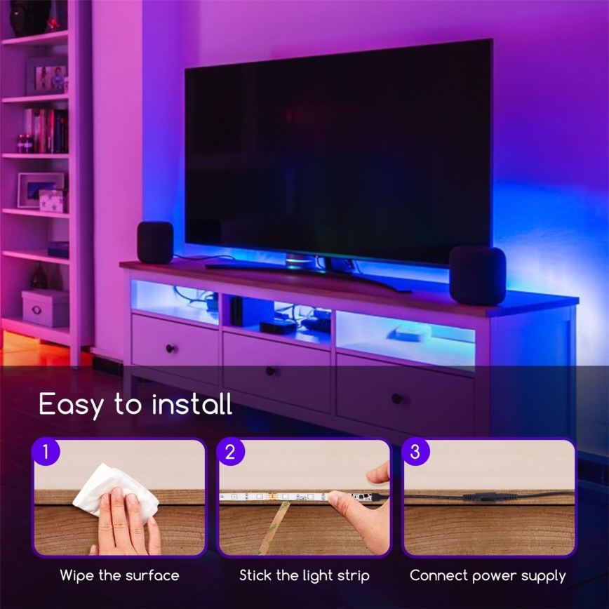 Aigostar - Tira LED RGB regulable 5m LED/24W/12/230V IP65 + control remoto