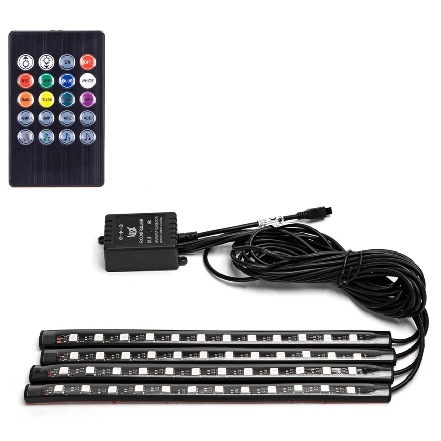 Aigostar - Tiras LED RGB regulables para automóvil LED/4,5W/5V + mando a distancia