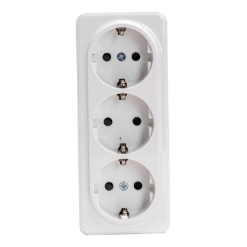 Aigostar - Toma de corriente doméstica de pared triple SCHUKO 250V blanca