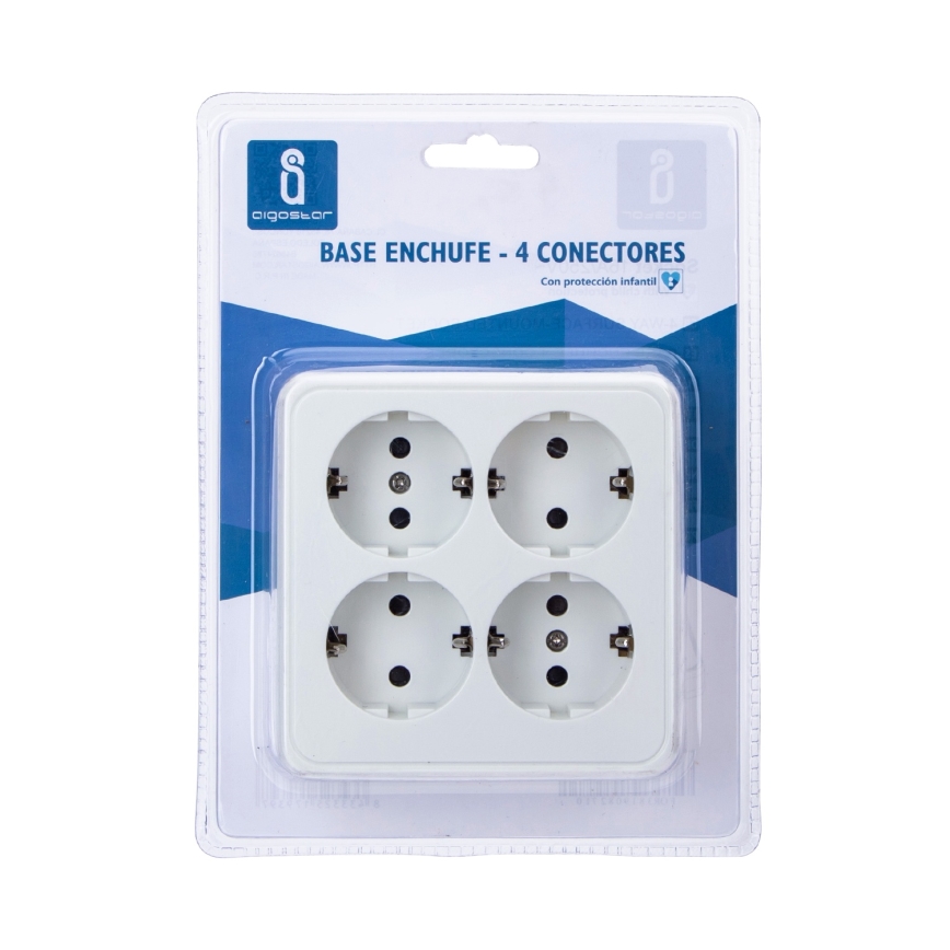 Aigostar - Toma de corriente doméstica SCHUKO 4 tomas 250/16A