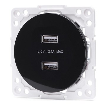 Aigostar - Toma de corriente USB sin marco, 2 puertos USB-A, negra