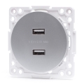 Aigostar - Toma de corriente USB sin marco 2x USB-A plateada
