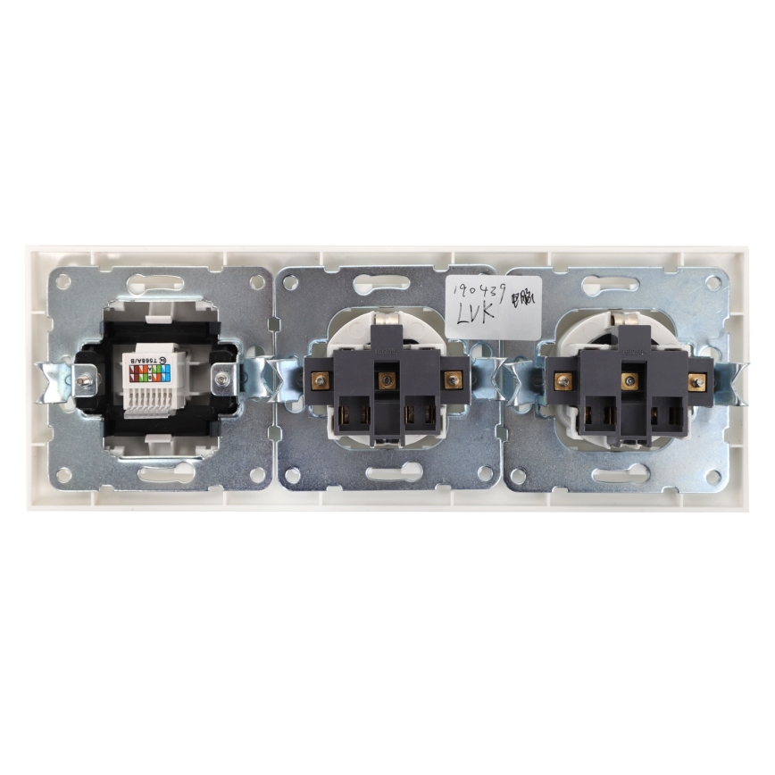 Aigostar - Toma Ethernet y 2 enchufes SCHUKO con marco blanco