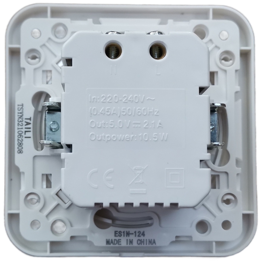 Aigostar - Toma USB empotrable con marco, 2x USB-A, blanca