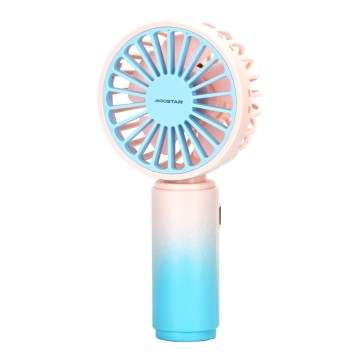 Aigostar - Ventilador de bolsillo recargable 3W/5V 500 mAh USB rosa/azul