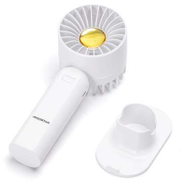 Aigostar - Ventilador de bolsillo recargable 4W/5V 500mAh USB blanco