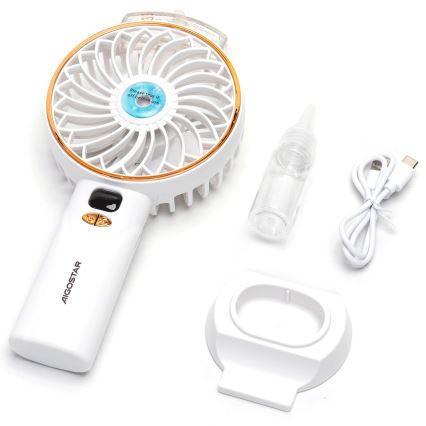 Aigostar - Ventilador de bolsillo recargable 5W/5V 2400mAh USB blanco