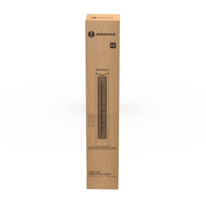 Aigostar - Ventilador de columna 45W/230V negro + mando a distancia