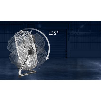 Aigostar - Ventilador de pie 100W/230V, diámetro 54 cm, acabado cromado brillante