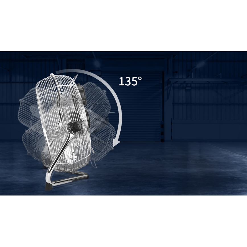 Aigostar - Ventilador de pie 100W/230V, diámetro 54 cm, acabado cromado brillante