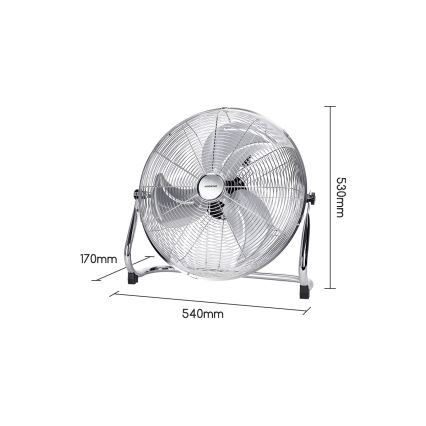 Aigostar - Ventilador de pie 100W/230V, diámetro 54 cm, acabado cromado brillante