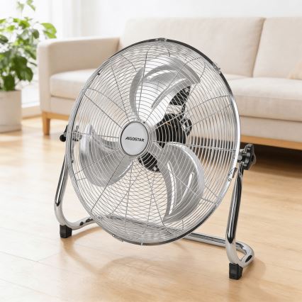 Aigostar - Ventilador de pie 100W/230V, diámetro 54 cm, acabado cromado brillante