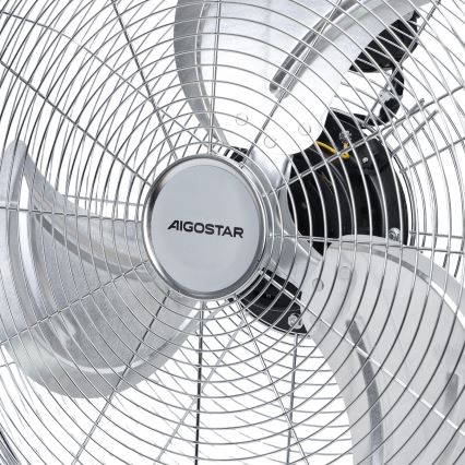 Aigostar - Ventilador de pie 100W/230V, diámetro 54 cm, acabado cromado brillante