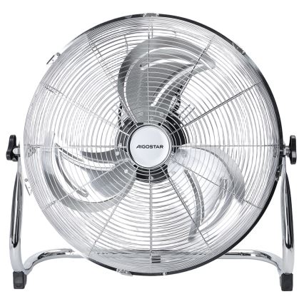 Aigostar - Ventilador de pie 100W/230V, diámetro 54 cm, acabado cromado brillante