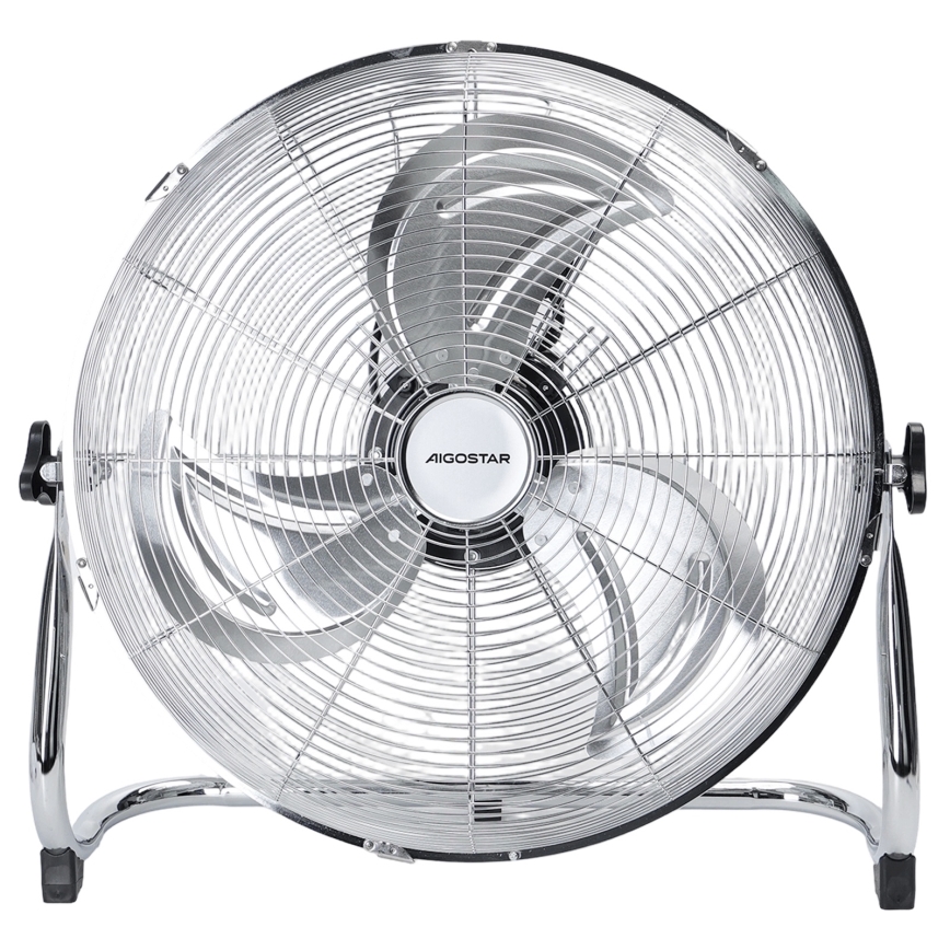Aigostar - Ventilador de pie 100W/230V, diámetro 54 cm, acabado cromado brillante