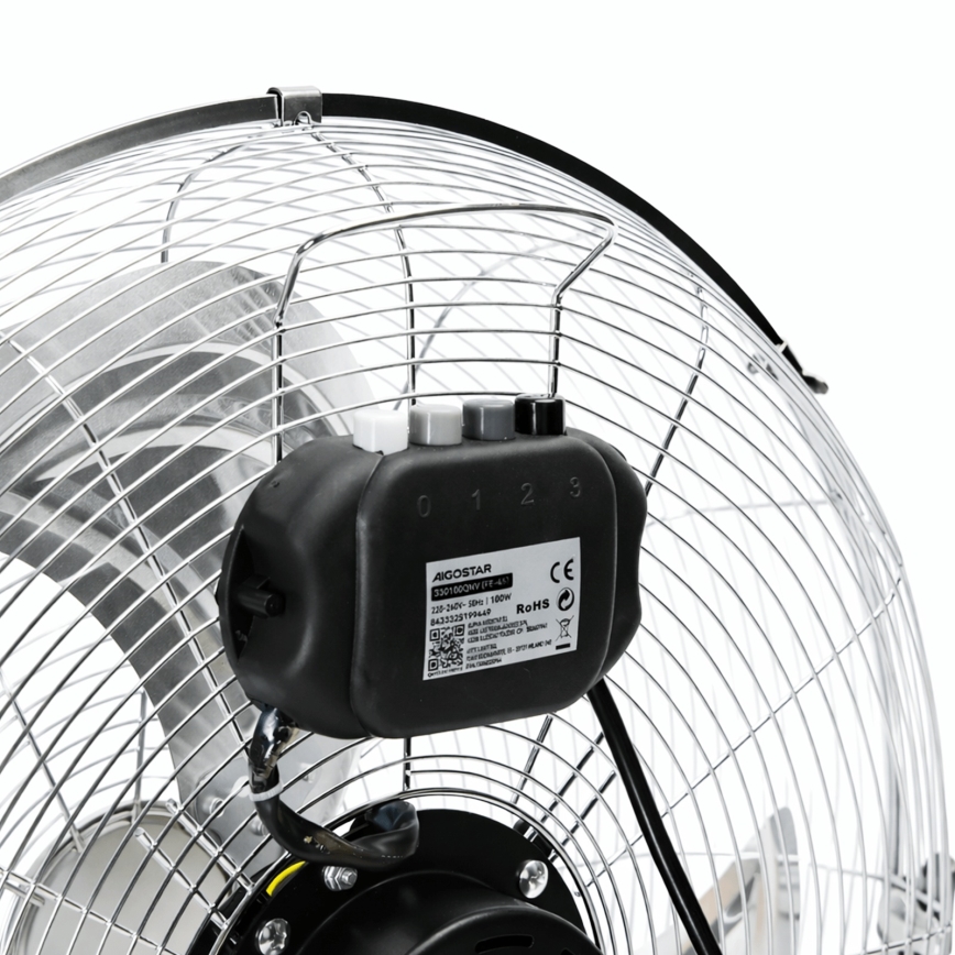 Aigostar - Ventilador de pie 100W/230V, diámetro 54 cm, acabado cromado brillante
