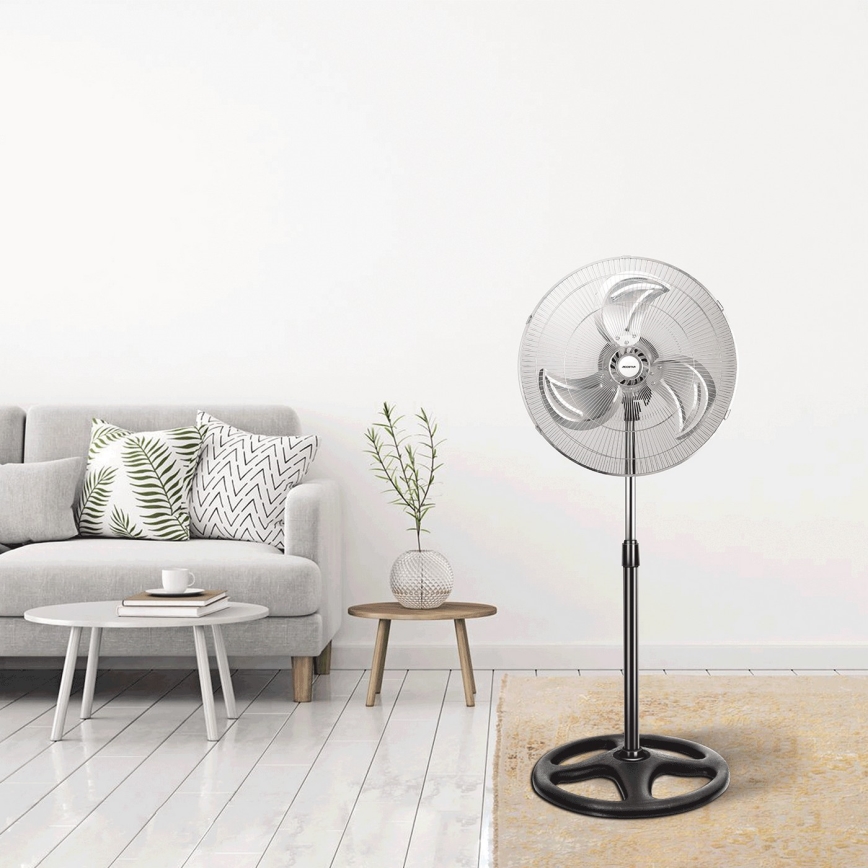Aigostar - Ventilador de pie 50W/230V cromo brillante/negro