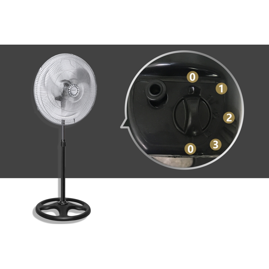Aigostar - Ventilador de pie 50W/230V cromo brillante/negro