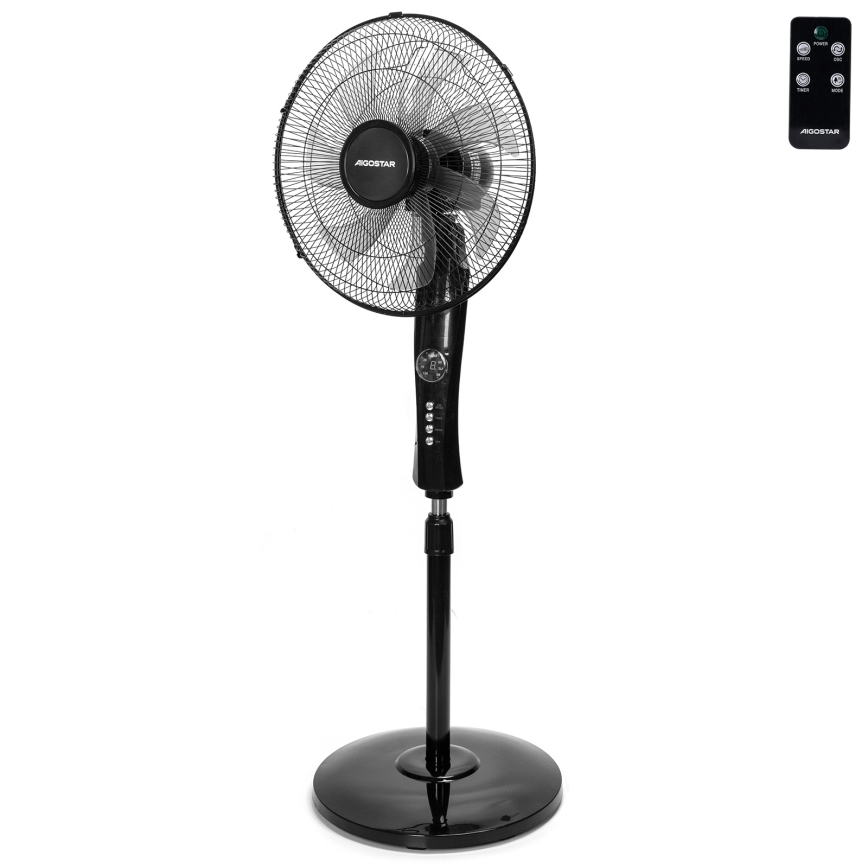 Aigostar - Ventilador de pie 50W/230V, 130 cm, negro + mando a distancia