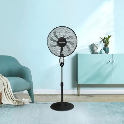 Aigostar - Ventilador de pie 55W/230V 130 cm negro + mando a distancia