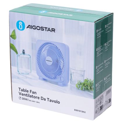 Aigostar - Ventilador de sobremesa 30W/230V azul