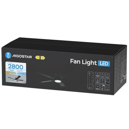 Aigostar - Ventilador de techo LED regulable LED/20W/230V 2700-6500K 132cm marrón + control remoto