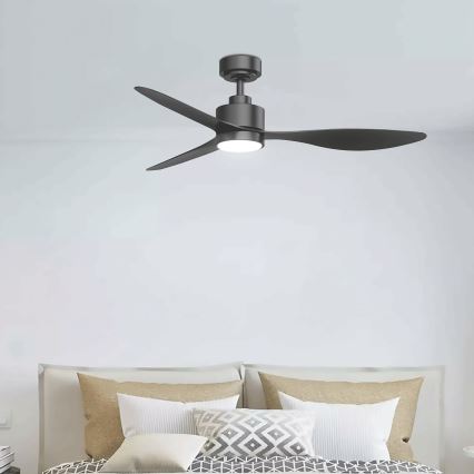 Aigostar - Ventilador de techo LED regulable LED/20W/230V 2700-6500K 132cm negro + control remoto