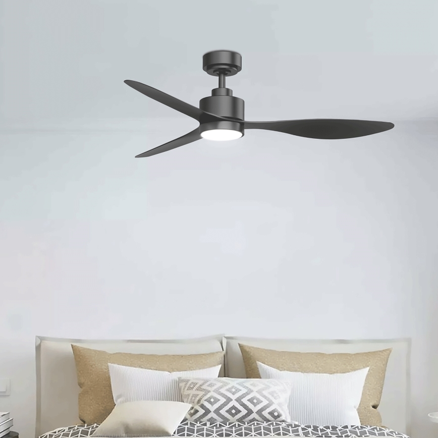 Aigostar - Ventilador de techo LED regulable LED/20W/230V 2700-6500K 132cm negro + control remoto