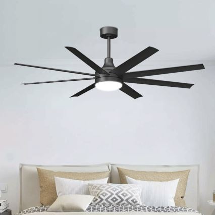 Aigostar - Ventilador de techo LED regulable LED/24W/230V 2700-6500K 165cm negro + control remoto
