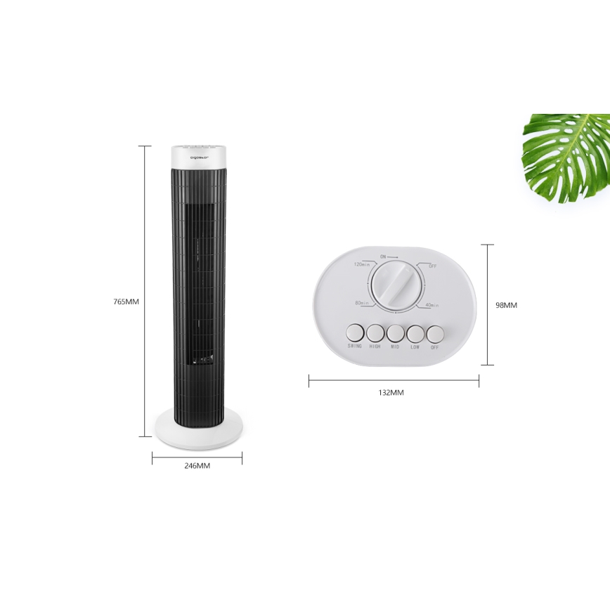 Aigostar - Ventilador de torre 45W/230V negro/blanco