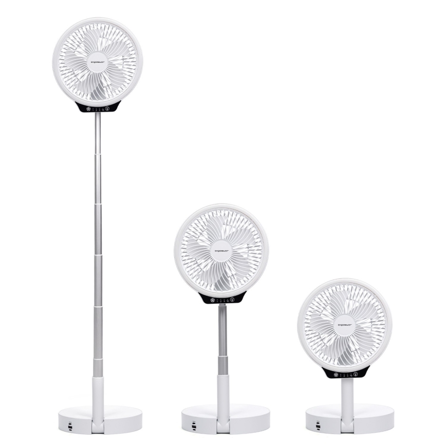 Aigostar - Ventilador plegable inalámbrico LED con puerto USB 6,5W/5V 8000 mAh