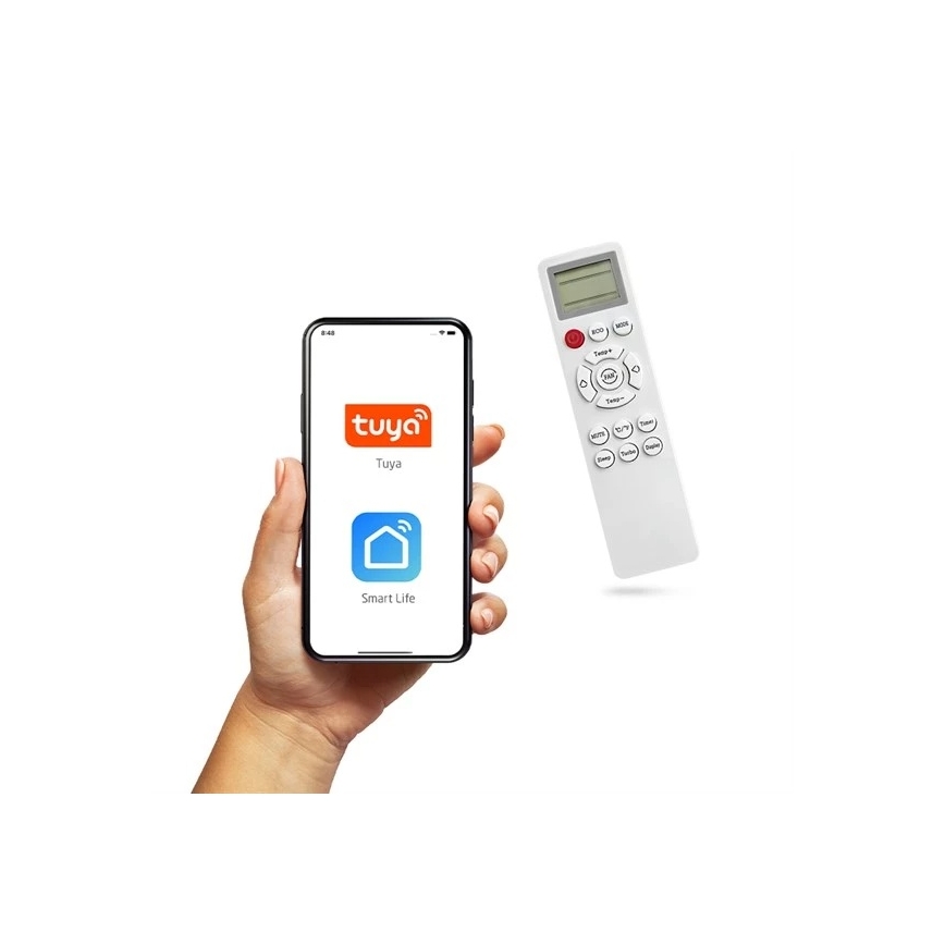 Aire acondicionado solar híbrido 3,5kW Tuya Wi-Fi blanco + mando a distancia