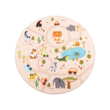 Alfombra antideslizante infantil ARES STREETS 160 cm beige/safari